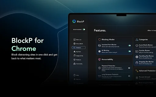 BlockP: Bloqueador de Sitios, Apps y Pornografía para Chrome - Screenshot 2