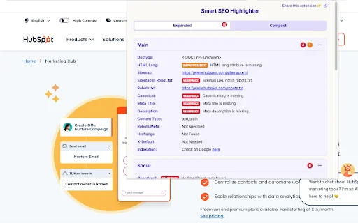 Smart SEO Highlighter: Auditoría SEO Todo en Uno para Chrome - Screenshot 1