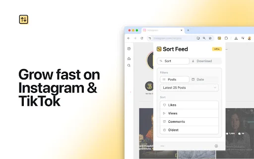 Sort Feed: Ordena y descarga Reels y TikToks – Análisis Pro - Screenshot 1