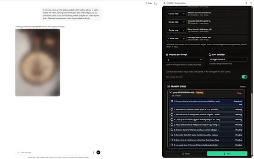 ChatGPT Automation: Automatiza prompts y descarga archivos masivos - Screenshot 2