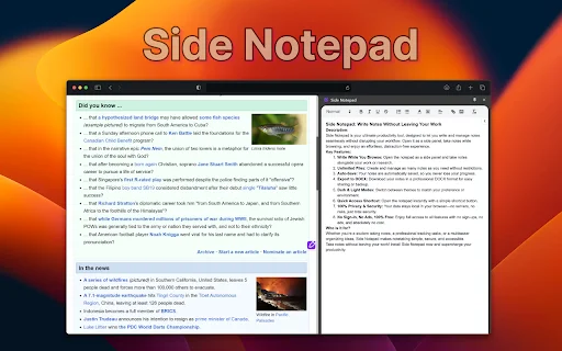 Side Notepad: Toma notas en tu navegador sin cambiar de pestaña - Screenshot 1