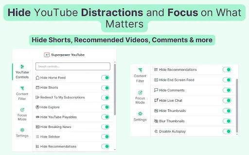 Superpower YouTube: Bloquea Shorts y Distracciones – Descarga - Screenshot 1