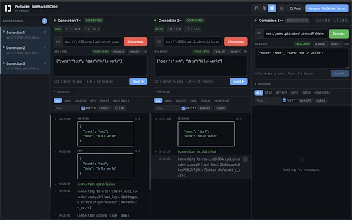 PieSocket: El Mejor Cliente de Pruebas WebSocket y SocketIO - Screenshot 4