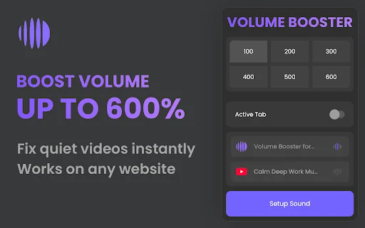 Volume Booster 600%: Amplifica el Audio en Chrome al Máximo - Screenshot 1