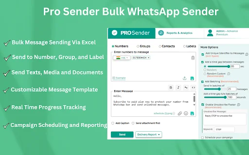 Pro Sender: Envío Masivo de WhatsApp – Herramienta de Marketing - Screenshot 2