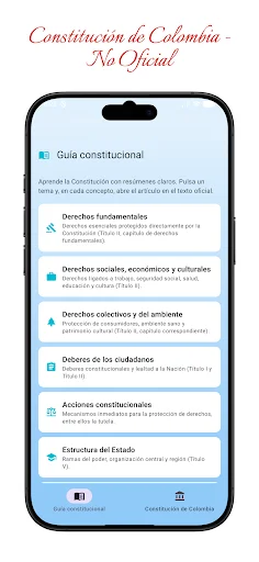 Constitución de Colombia: Acceso rápido a la Ley Fundamental - Screenshot 1