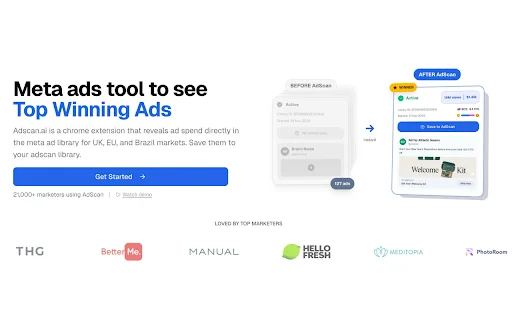 AdScan.ai: Espía anuncios y revela inversión en Meta y TikTok - Screenshot 1