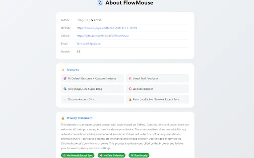 FlowMouse: Gestos de Ratón Eficientes y Privacidad para Chrome - Screenshot 4