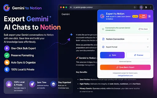 Exporta chats de Gemini a Notion: Sincronización rápida y fácil - Screenshot 1