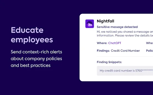 Nightfall DLP: Protección de datos con IA para Navegadores - Screenshot 3