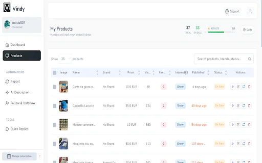 Vindy: Optimiza tus ventas en Vinted – Potenciador de anuncios - Screenshot 3