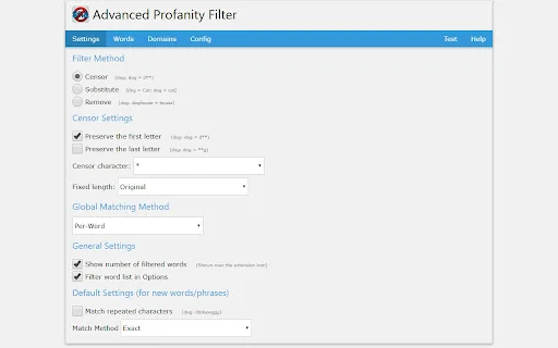 Advanced Profanity Filter: Filtra lenguaje ofensivo al navegar - Screenshot 1