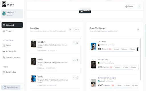 Vindy: Optimiza tus ventas en Vinted – Potenciador de anuncios - Screenshot 2