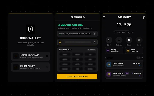 0xio Wallet: La Cartera más Segura para Octra Network – Descarga - Screenshot 1