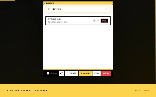 Passkey Vault: Gestión Segura de Llaves de Acceso en Navegador - Screenshot 2