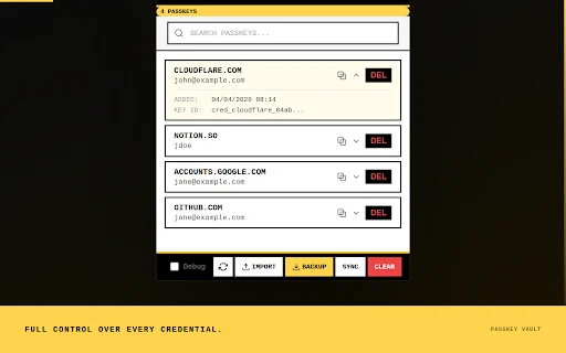 Passkey Vault: Gestión Segura de Llaves de Acceso en Navegador - Screenshot 3