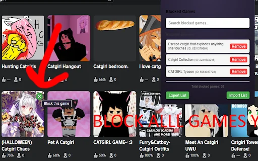 Roblox Game Blocker: Filtra juegos no deseados – Descarga Gratis - Screenshot 1