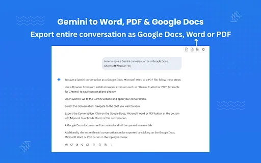 AI Chat to Word, PDF y Google Docs: Exporta Gemini Fácilmente - Screenshot 3