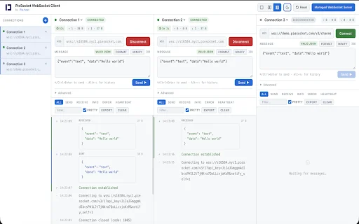 PieSocket: El Mejor Cliente de Pruebas WebSocket y SocketIO - Screenshot 2