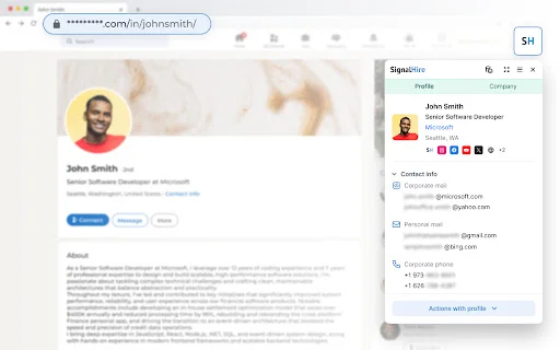 SignalHire: Encuentra correos y teléfonos verificados en segundos - Screenshot 1