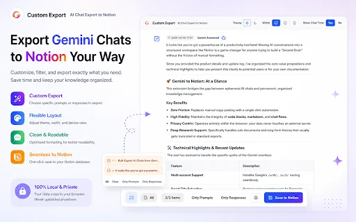 Exporta chats de Gemini a Notion: Sincronización rápida y fácil - Screenshot 2