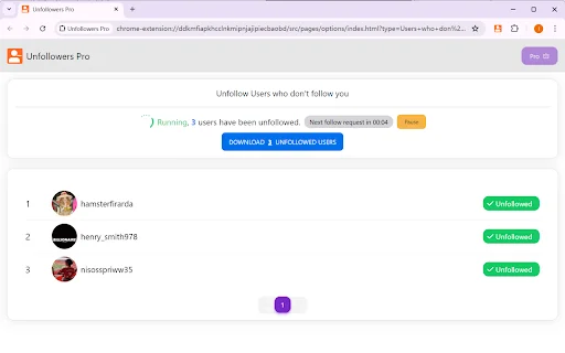 Unfollow Pro: La mejor herramienta para gestionar seguidores en Instagram - Screenshot 3